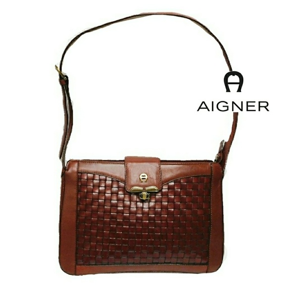 Etienne Aigner Handbags - LEATHER ETIENNE AIGNER WEAVE FLAP CLASP SHLDR BAG